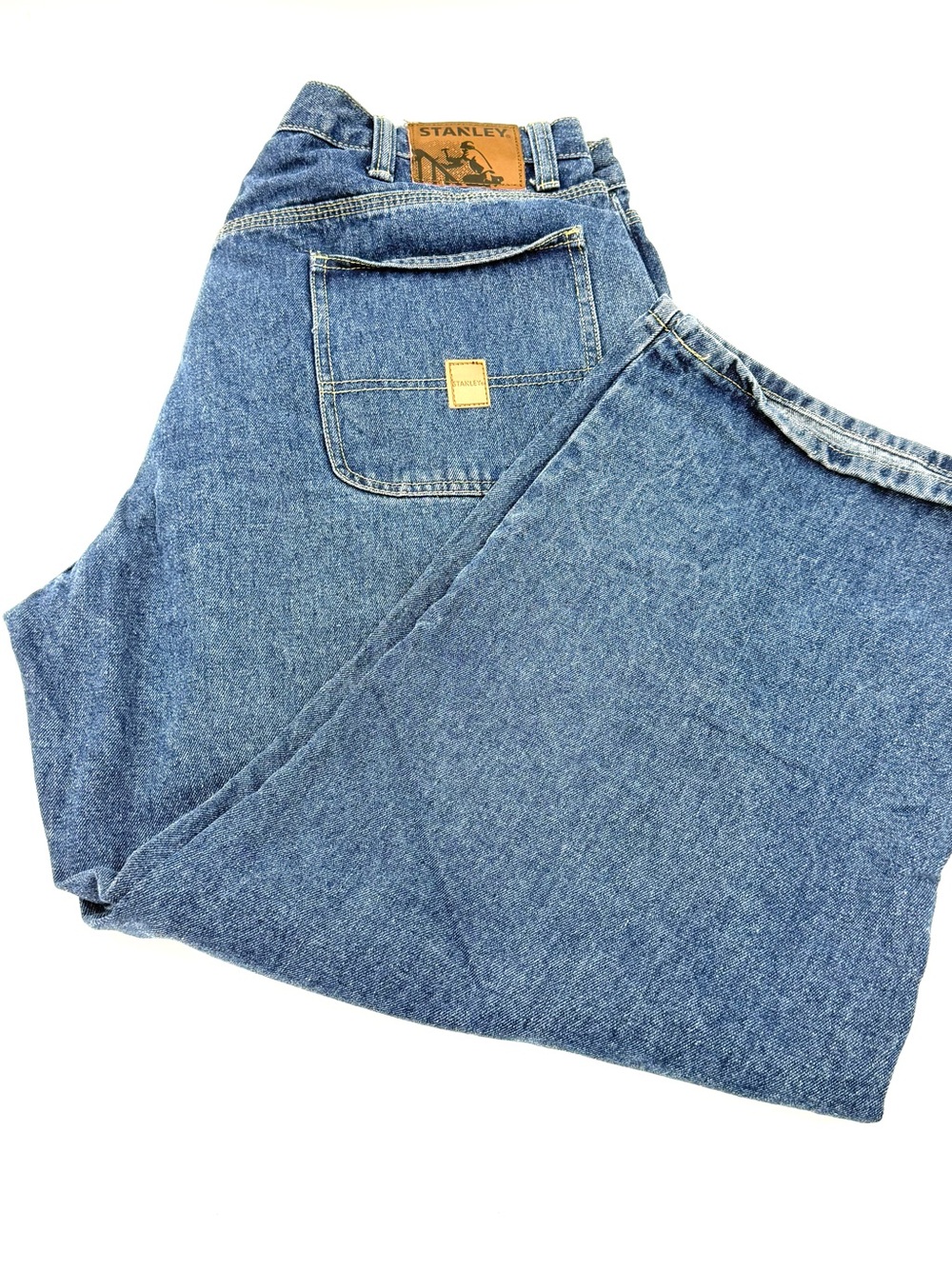 Men’s Stanley Blue Denim Work Jeans Size 42x30 (38x29”?) (CBM0002)
